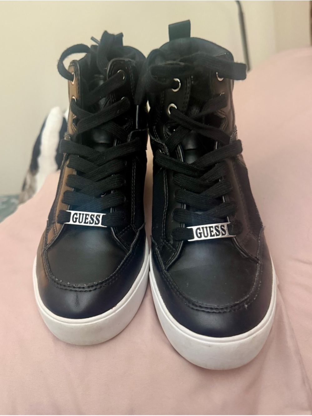 Guess Black and White High-Top Athletic Sneakers